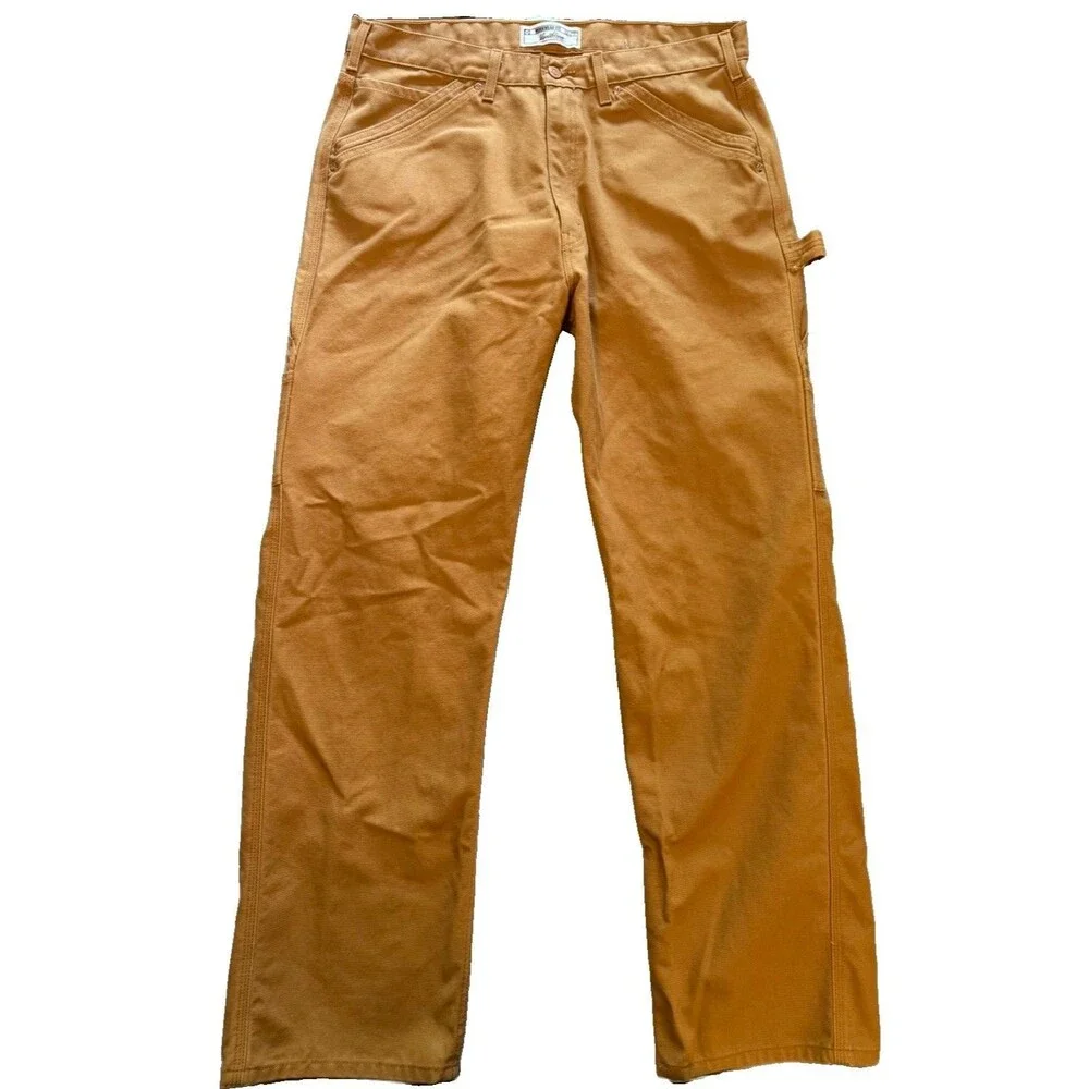 Levi's Pants Mens 38x33 Brown Carpenter Slim Taper Canvas Stretch Workwear